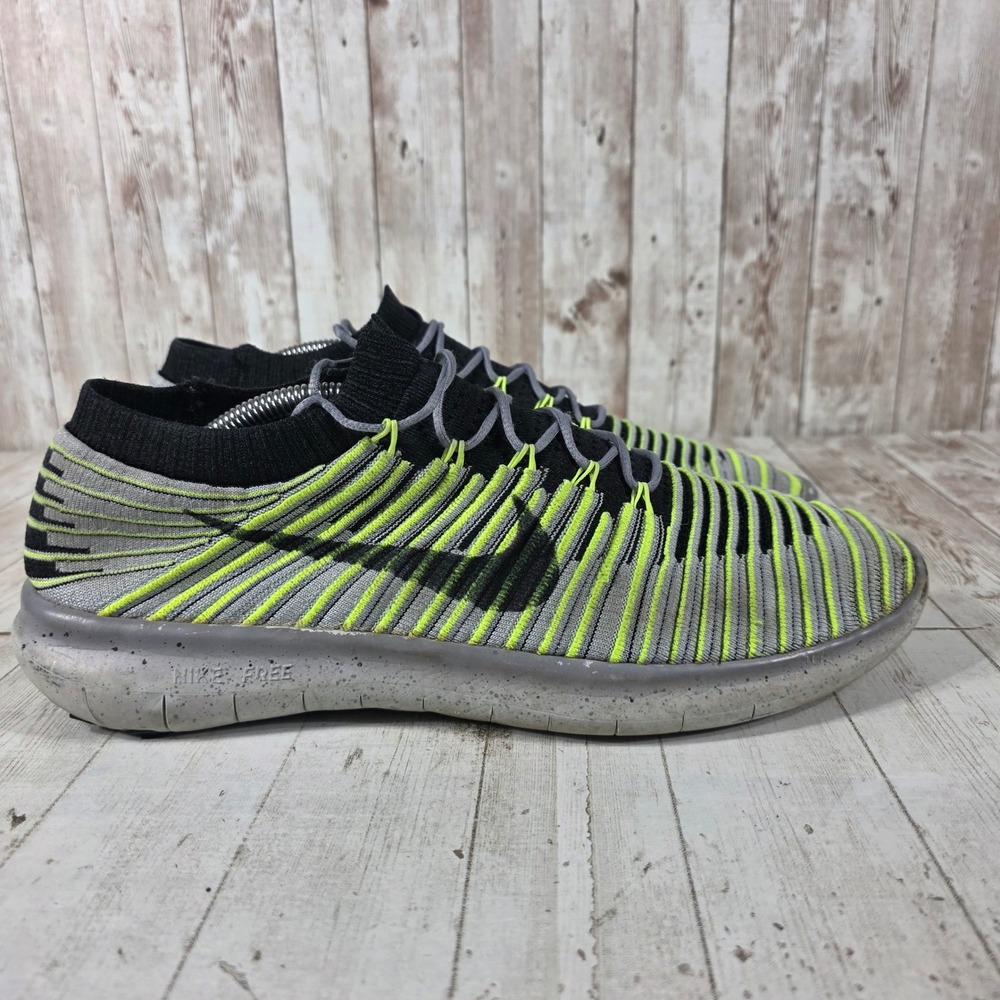 Nike Free RN Motion Flyknit Mens Running Shoes Grey Volt 834584-007